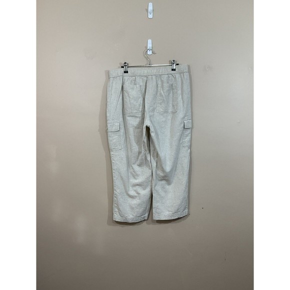 Talbots Womens Linen Blend Cropped Pants Size 10 Beige Coastal Minimalist Preppy - Picture 2 of 4